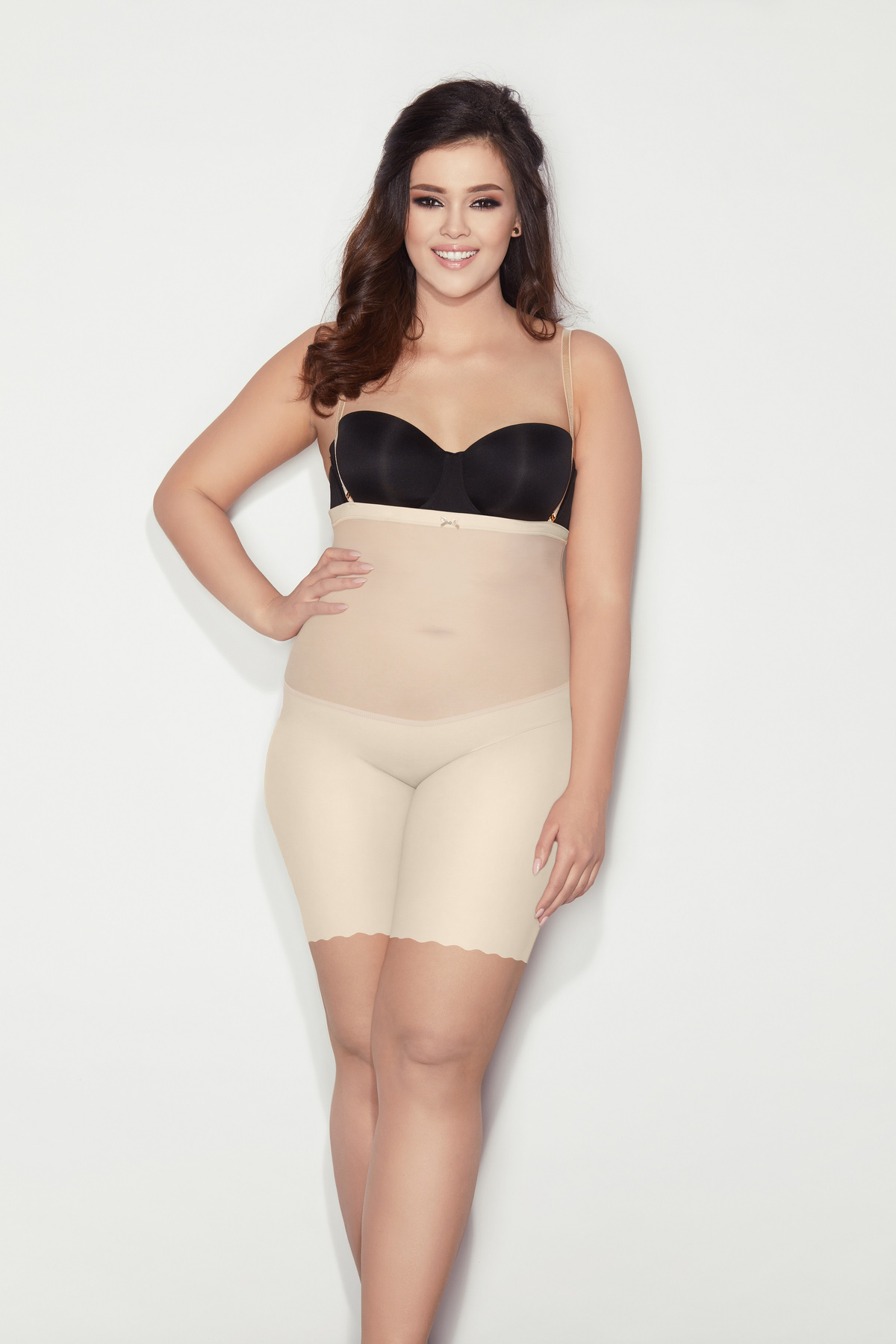 Glam Form High-Waist Shaping Shorts Beige